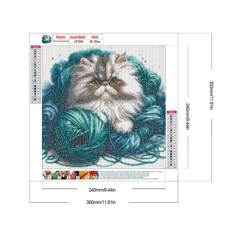  5D DIY Cute Cat Full Round Drill Diamond Painting Kit Home Decoration