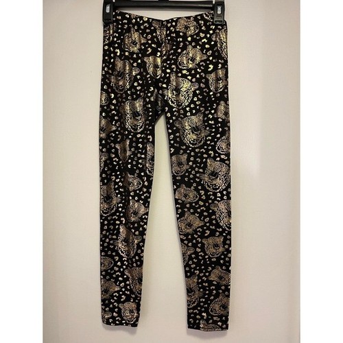 Kids Gold Metallic Leopard Leggings - size L