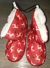 boys girls size 10 NEW NWT CHRISTMAS SLIPPERS REINDEER TREES FLEECE LINED CUTE 