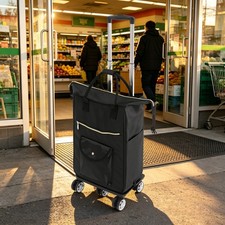45L Grocery Cart on Wheels, Shopping Cart for Groceries, Foldable Shopping Cart