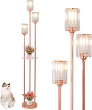 Rayofly Modern Floor Lamp with Shelves, 3-Lights Rose Gold Floor Lamps for