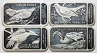 1974 Silver Endangered Species Audubon Society Birds Bullion Art Bars - Set of 4