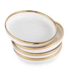 8.25-Inch Porcelain Ceramic Deep Dish Plates for Kitchen White Serving Bowls