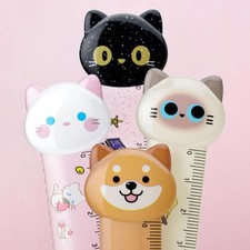 4PCS 15cm Cat Straight Rulers Cute Cartoon Cat Ruler Measuring Ruler Plastic