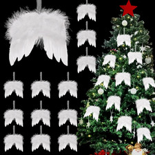 12Pcs Angel Wings Christmas Ornaments Mini Angel Feather Hanging Decor for Craft