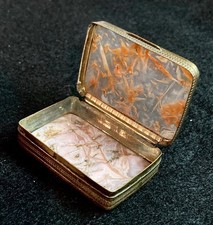 Antique English George III gilt brass and double sided agate snuff box, c.1800