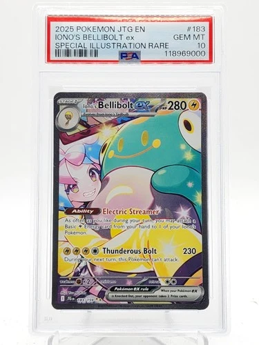 IONO'S BELLIBOLT EX 2025 POKEMON JOURNEY TOGETHER SIR #183/159 PSA 10 Q0895