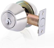 Double Keyed Deadbolt Lock Adjustable Cylinder for Privacy/Passage Silver