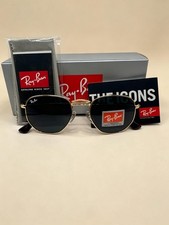 Ray-Ban Hexagonal RB3548N Gold Frame Black Glass Lens Sunglasses New