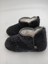 Muk Luks Slippers Womens Black Faux Fur Bootie House Shoes Cozy Size 8W