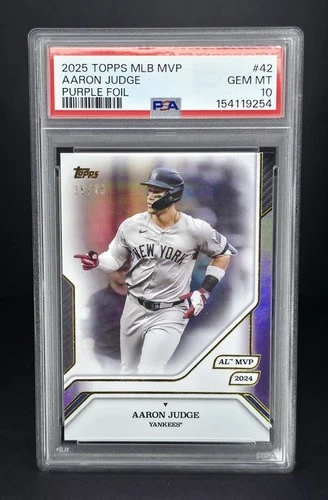2025 Topps MVP Collection- Aaron Judge Purple Foil #42 /75 PSA 10 GEM MT Yankees