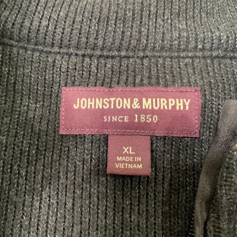 Chaqueta Johnston & Murphy Para Hombre XL Mezcla de Algodón Carbón Acolchada Tejida Cremallera Completa Foto 4 de 4