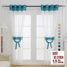 Sheer Curtains 72 Inch Length 2 Panels Set for 56"W x 72"L Pack of 2 Teal