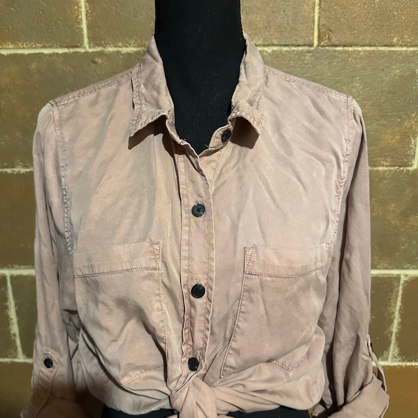 Universal Thread Dusty Pink Tan Button Front Over… - image 3