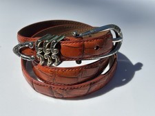 Brighton B1043R Croc Embossed Leather Belt Orange Red Size ML 32