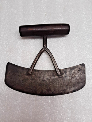 Primitive Food Chopper Pastry Cutter Butcher Blade Steel Blade Wood Handle