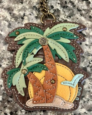 Chala Tropical Palm Trees Key Chain Coin Purse Bag Fob Charm ~ NEW