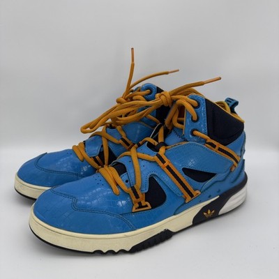 Adidas High Top size 10.5 Sneakers Blue Orange Men Instinct Faux Reptile Feel  