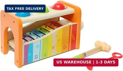 Hape Pound & Tap Bench with Slide Out Xylophone - Award Winning Durable Wooden M