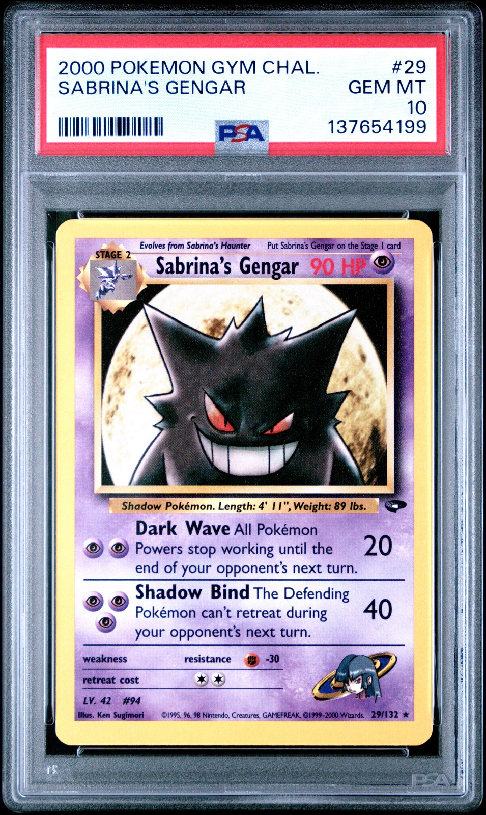 2000 POKEMON GYM CHALLENGE #29 SABRINA'S GENGAR PSA 10