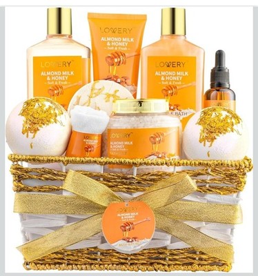 Lovery Almond Milk & Honey Beauty & Personal Care Set - Home Bath Pampering Gift