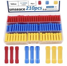 200PCS Butt Connectors 10-22 AWG, Pure Copper Insulated Crimp Terminals 3 Color