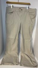 lei Sophia Womens Jeans Pants Sz 17 Short Beige Khaki Hipster Flare 36x29
