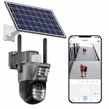 4MP Solar Battery Powered Wireless WiFi Outdoor PTZ Home Security Camera