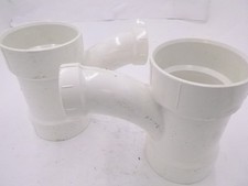 2 Pack Charlotte Pipe 4" Hub T x 4" D Hub PVC Long Turn Wye Sch 40 PVC005021600