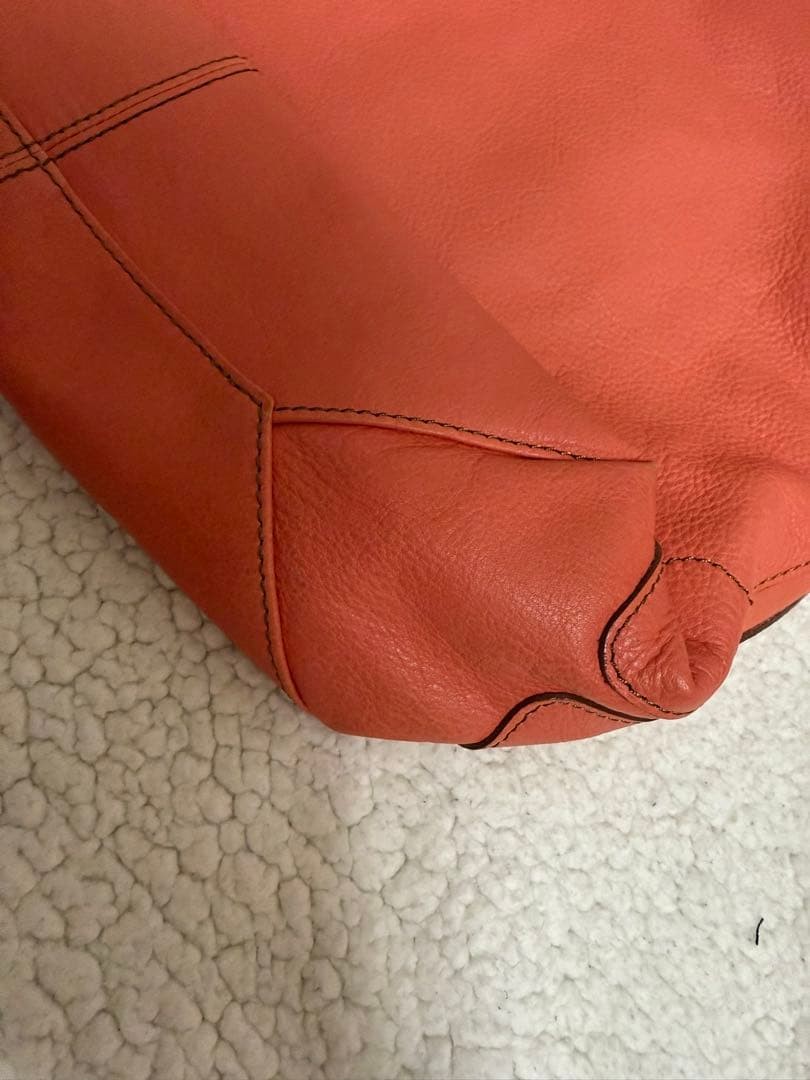 Burberry Blue Label Orange Leather Tote Bag Gold Logo Handbag Shoulder Bag New thumbnail 7