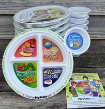 Lot Of 10 MyPlate Good Nutrition 5 Section Food Group Plates Toddler Daycare Kid
