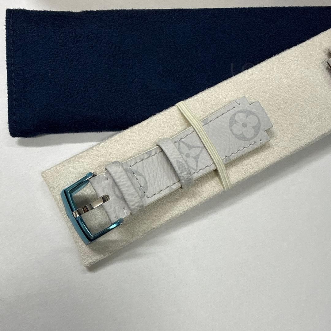 Louis Vuitton Monogram Canvas Watch Strap for Tambour UNUSED White/Gray Leather image 2