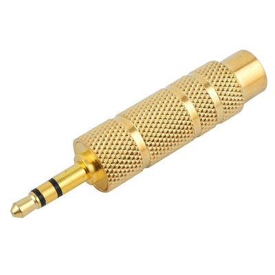 3.5mm Male to 6.35mm Female Jack Audio Adapter Connector Gold Tone