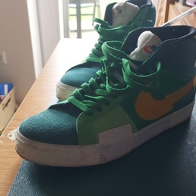 Nike SB Blazer Mid Herren Sneaker Mid Top Leder grün/gelb/weiß EU 44,5