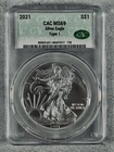 2021-T1 Type 1 American Silver Eagle MS69 CAC 1oz Silver