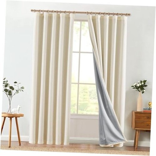 Blackout Curtains Burlap Look Curtains 84 Inches Long for Bedroom Lined Linen