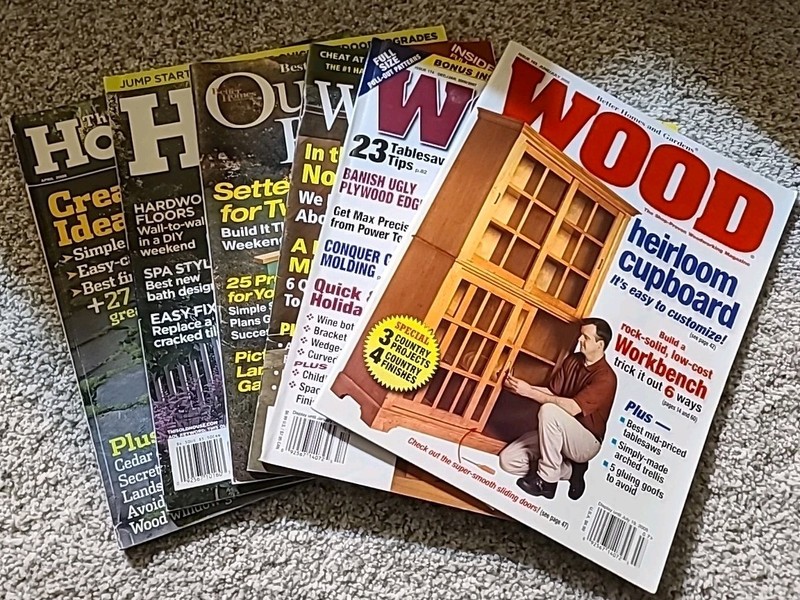 Lot of 6 Woodworking & DIY Magazines – Wood, Popular Woodworking, Best‑Ever...