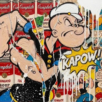 Hommage Popeye KAPOW Pop Art Bilder Kunst Premium 5 cm Museum Galerie Keilrahmen