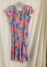 Lilly Pulitzer Ravi Romper Splashdance Pink Blue NWT Medium Resort Tropical