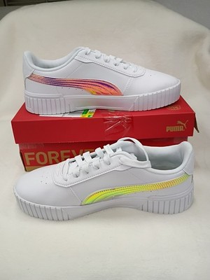 Puma Carina 2.0 Holo Jr Puma White Purple Hologram Junior Size 7 New in Box