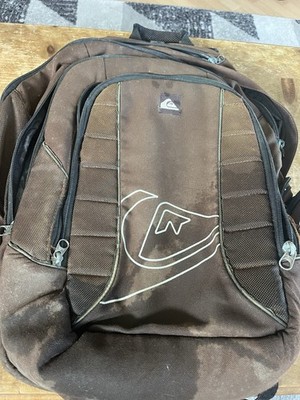 Quiksilver Brown Men's Backpack Adjustable Strap Pockets Inner Outer Pockets