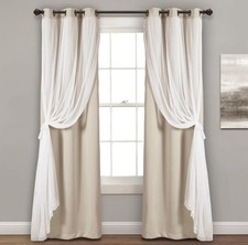 Sheer Grommet Curtains With Insulated Blackout Lining, Window Curtain Panels,...