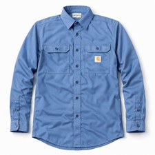 Carhartt Mens Long-Sleeve Button-Down Work Shirt, Blue