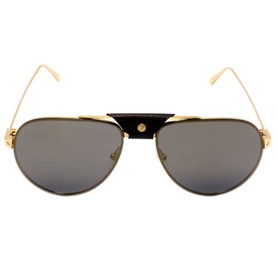 Cartier Santos de Cartier Grey Pilot Men's Sunglasses CT0166S 002 60