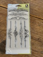 New INKADINKADO 2007 Clear CLING Stamps  ORNATE FLOURISH   97518 Pkg of 5