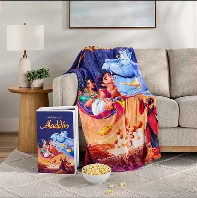 JAY FRANCO AND SONS, INC. Disney Aladdin Classic Retro VHS Boxed Silk Touch Throw, 50" x 70"