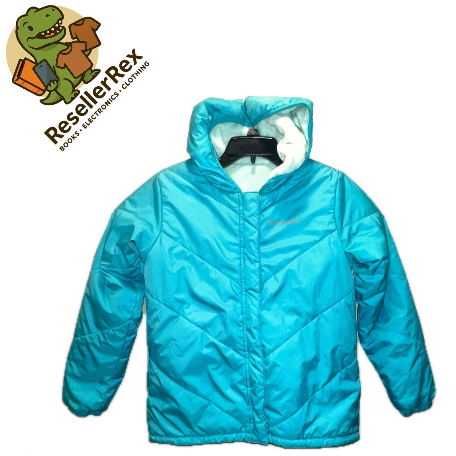Columbia Kids Teal Quilted Insulated Hooded Fleece Lined Winter Coat Large 14/16