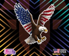 Bald Eagle Wings US Bumper Window, Wall,Etc Sticker Vinyl Decal 5"+ Free Sticker