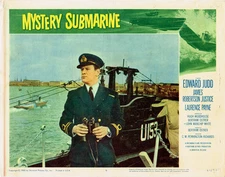 MYSTERY SUBMARINE EDWARD JUDD ON BOARD SUB IN HARBOR ORIGINAL LOBBY CARD