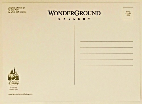 Postal artística Disney Si & Am 5x7 Granto WonderGround 2018 dama y vagabundos gatos - Imagen 2 de 4